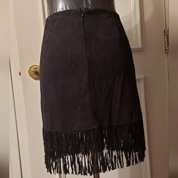 Coastal Cowgirl Mini Skirt Asymmetrical Faux Suede Fringe Western Festival - Picture 3 of 16